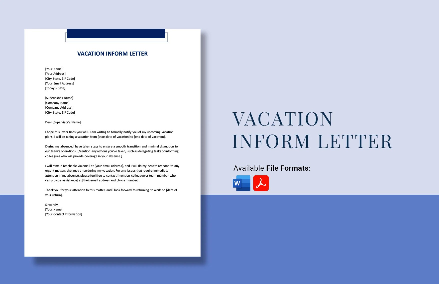 Vacation Inform Letter in Word, PDF