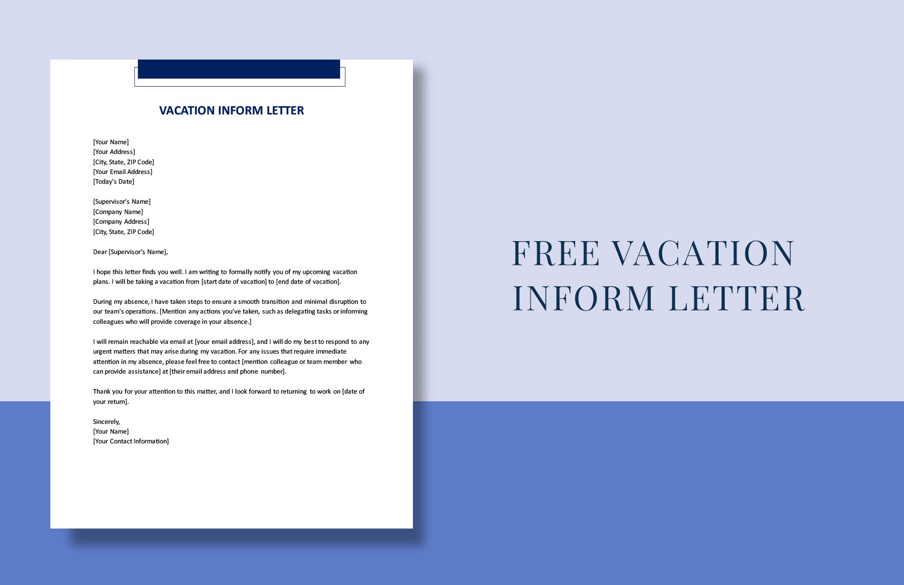 Vacation Inform Letter