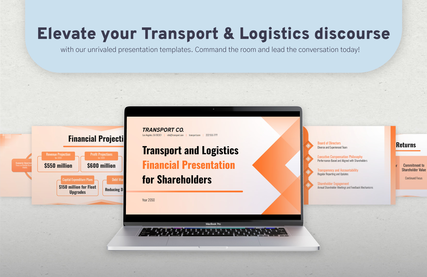 Transport and Logistics Financial Presentation for Shareholders Template