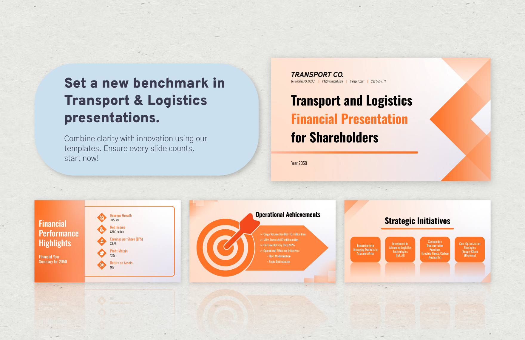 Transport and Logistics Financial Presentation for Shareholders Template