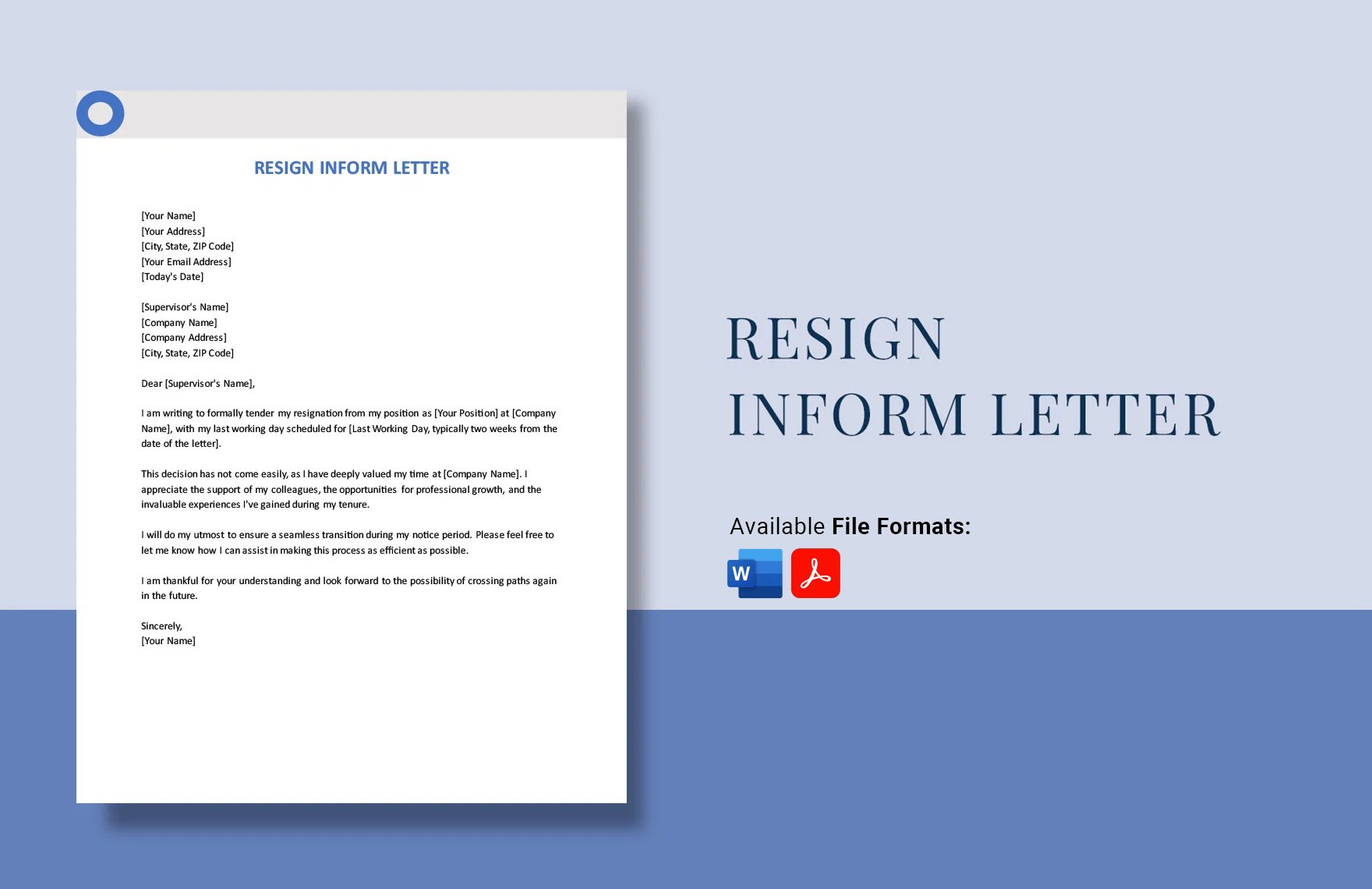 Resign Inform Letter in Word, PDF