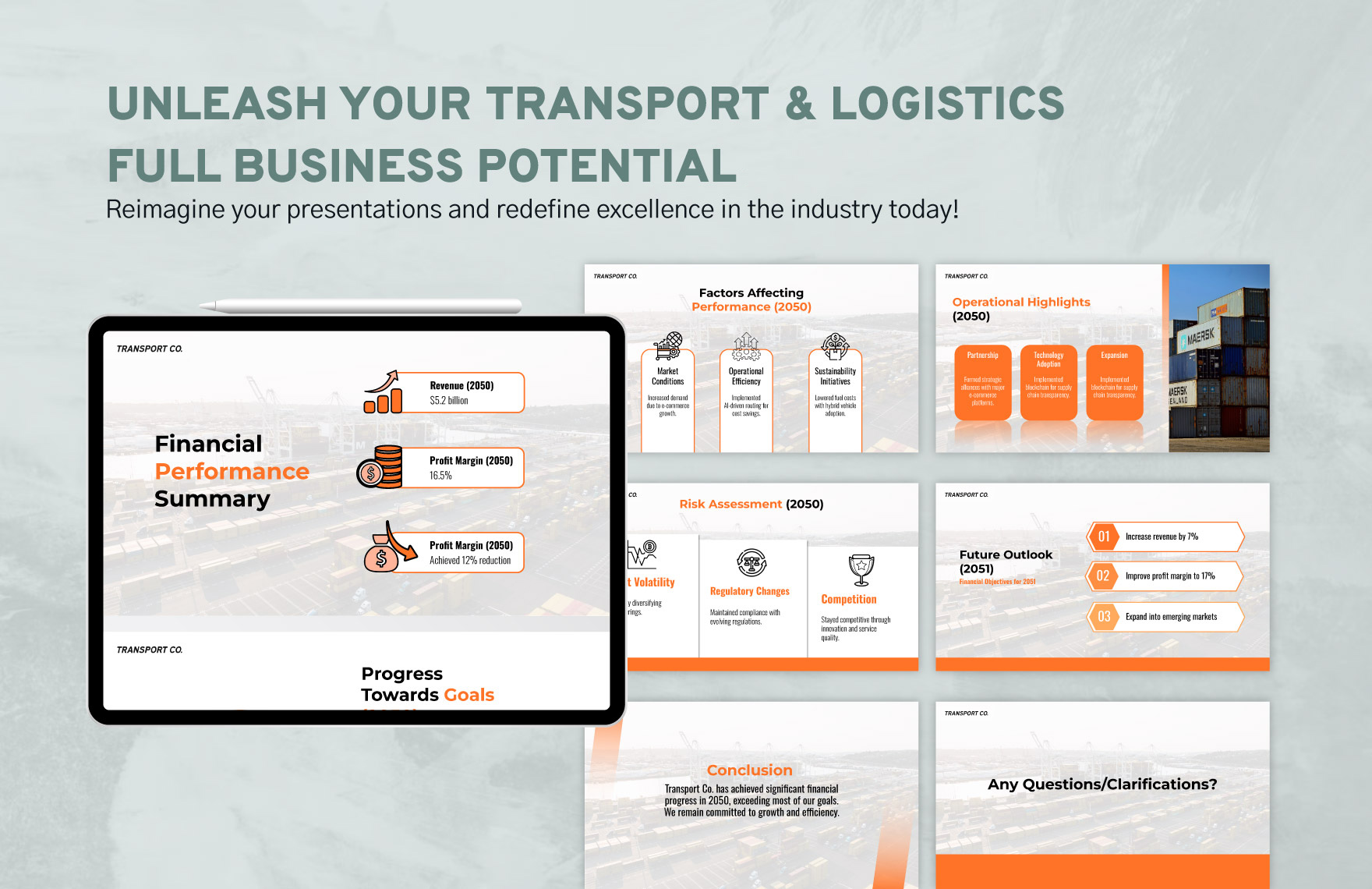 Transport and Logistics Financial Goal Progress Report Presentation Template