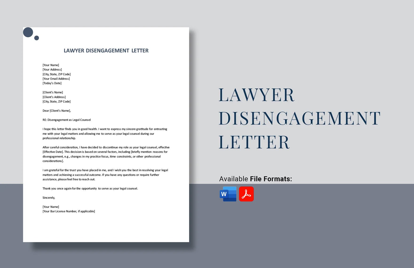 Lawyer Disengagement Letter in Word, PDF