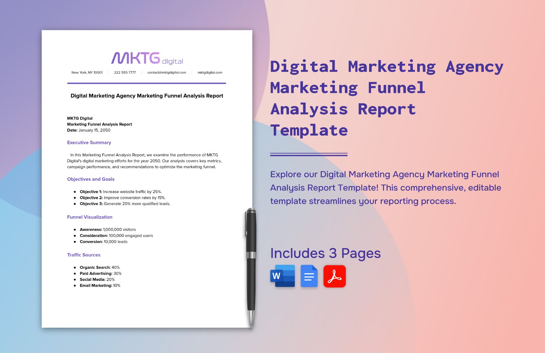 Digital Marketing Agency Marketing Funnel Analysis Report Template