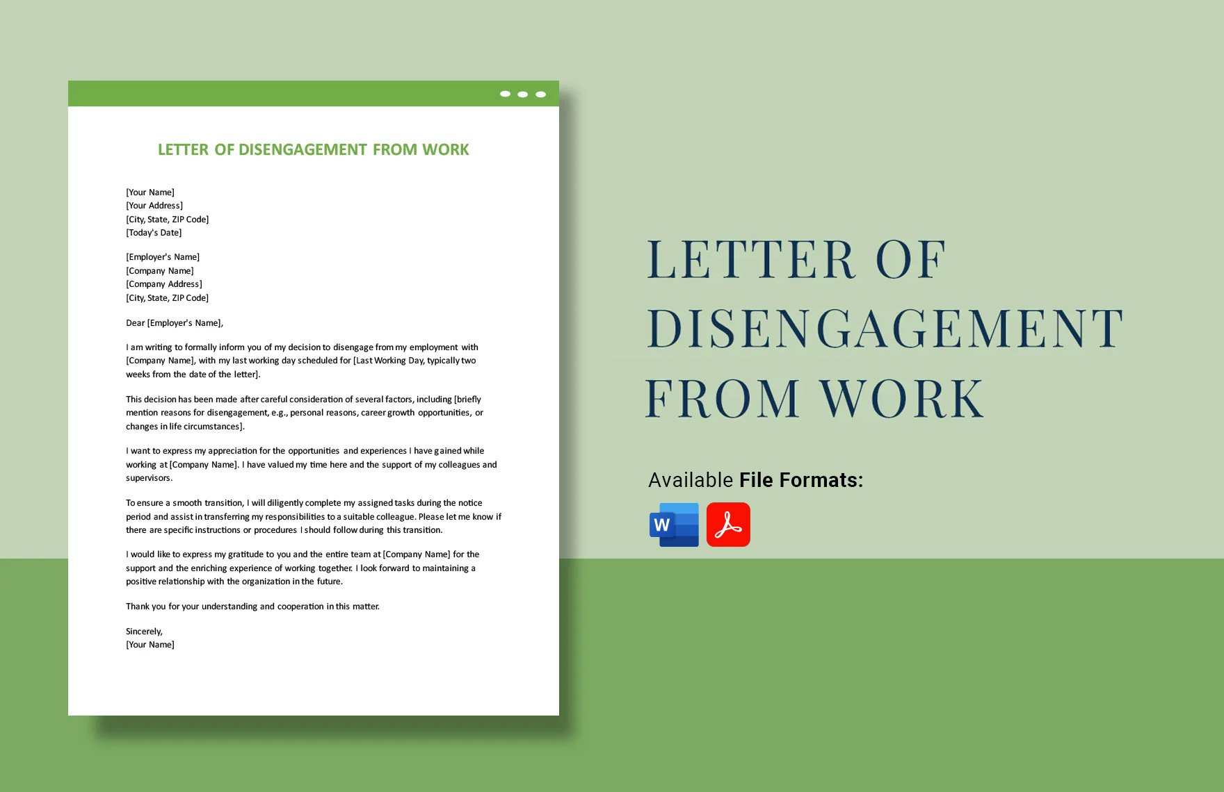 Letter Of Disengagement From Work in Word, PDF