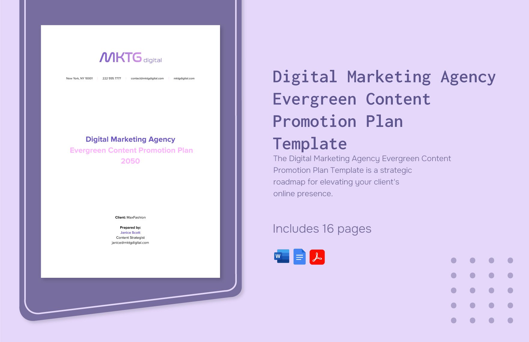 Digital Marketing Agency Evergreen Content Promotion Plan Template
