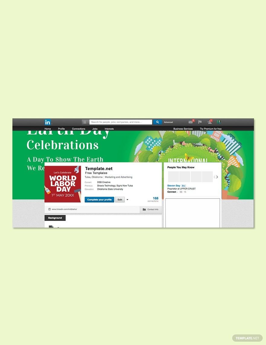 Free International Earth Day LinkedIn Profile Banner Template in PSD