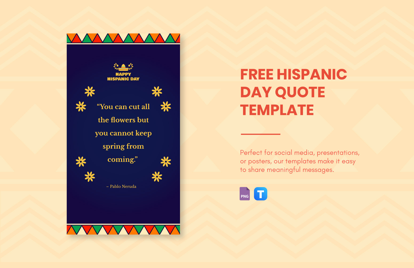 Free Hispanic Day Quote in PNG