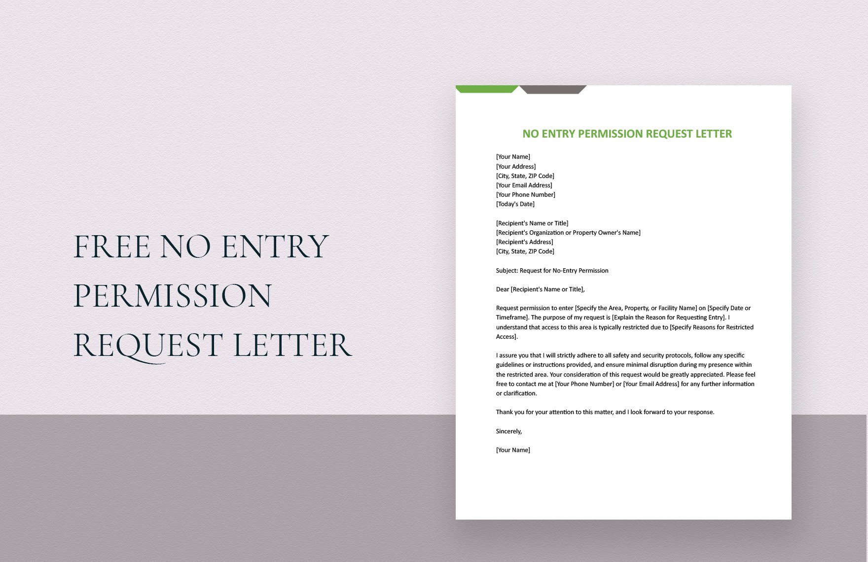 No Entry Permission Request Letter