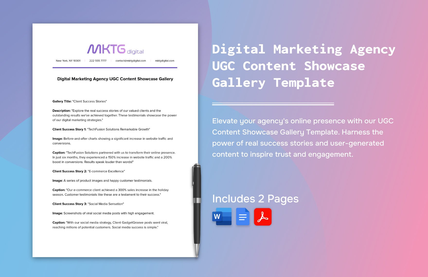 Digital Marketing Agency UGC Content Showcase Gallery Template