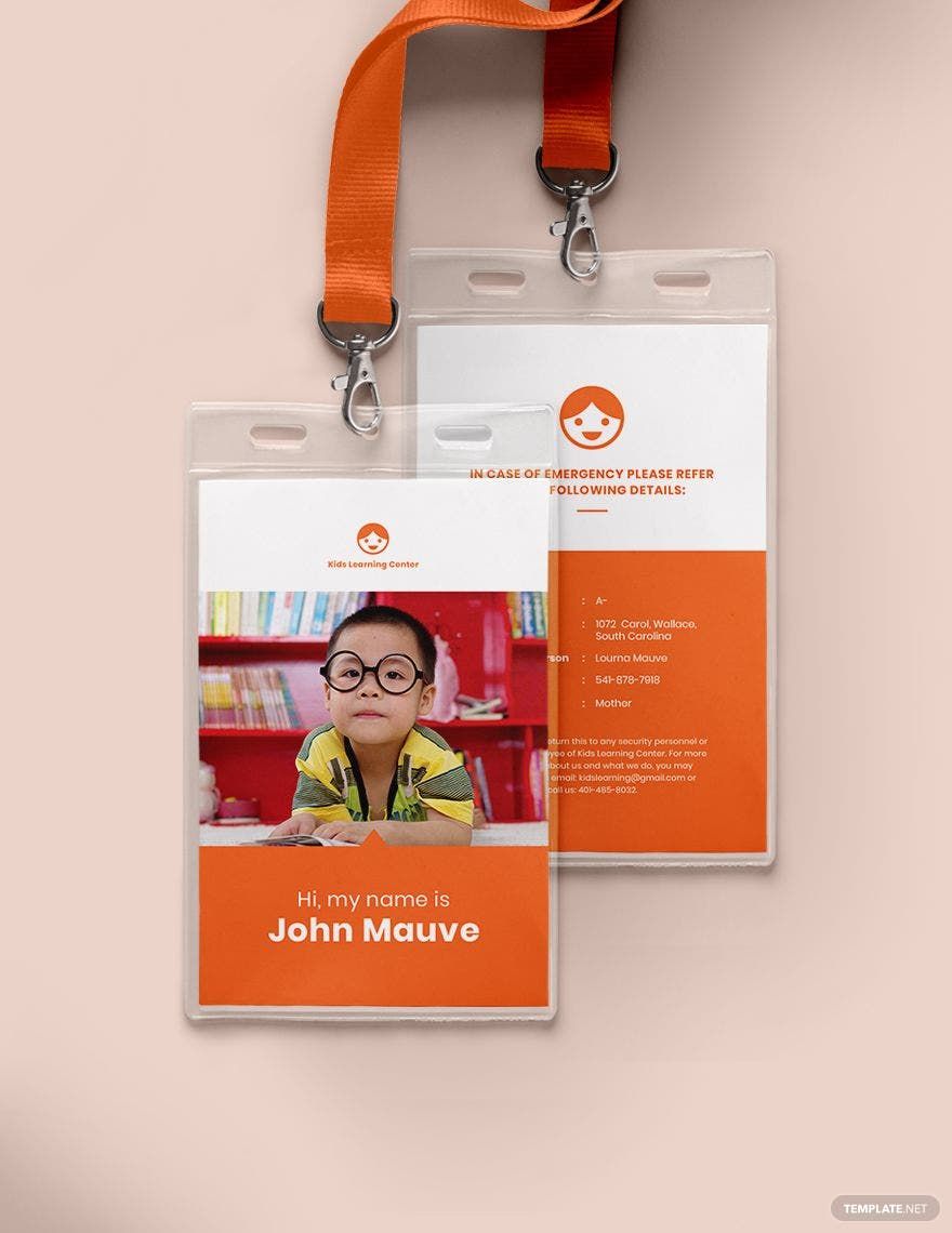 Daycare Identity Card Template