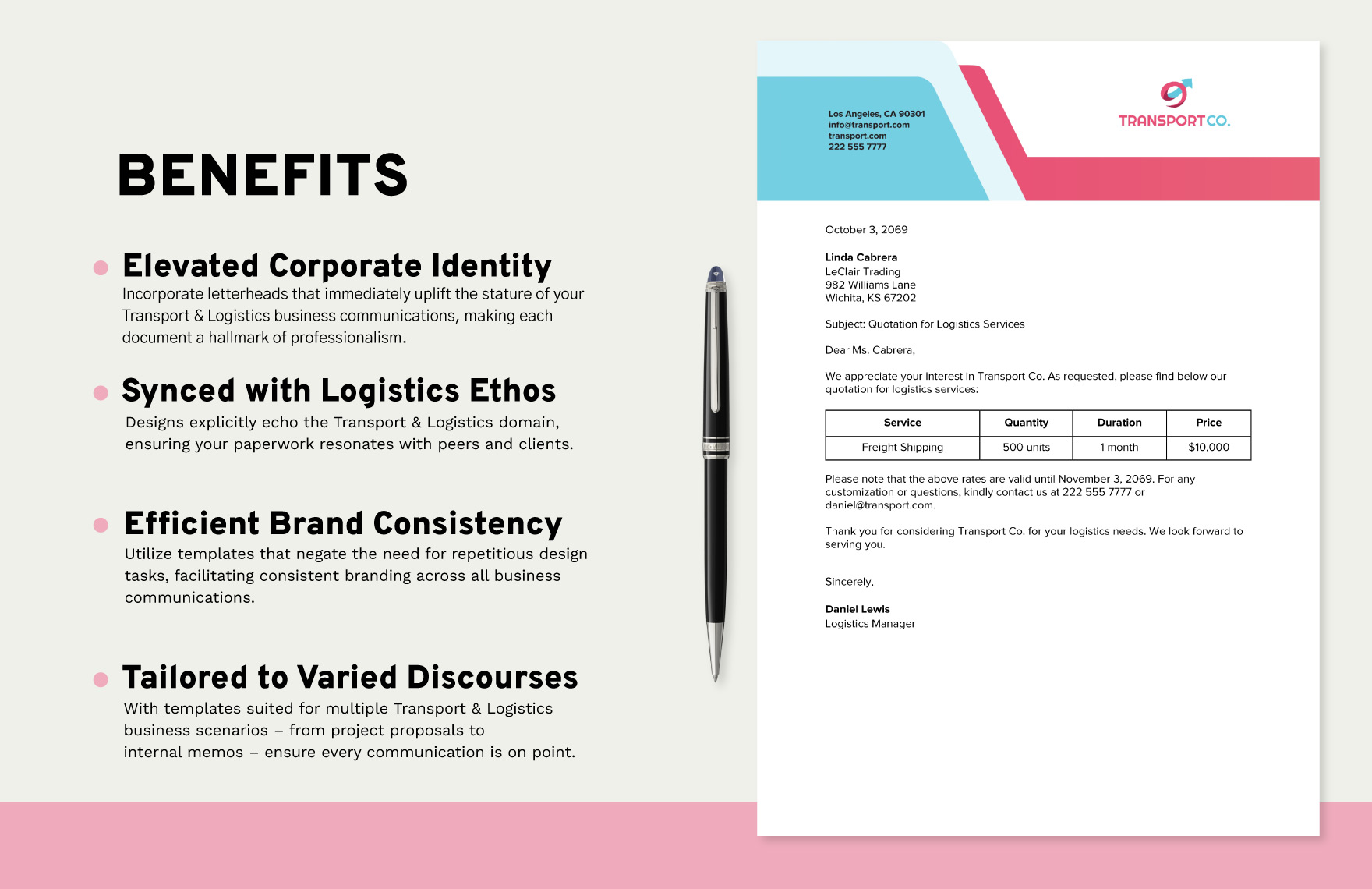 Transport and Logistics Trucking and Haulage Letterhead Template