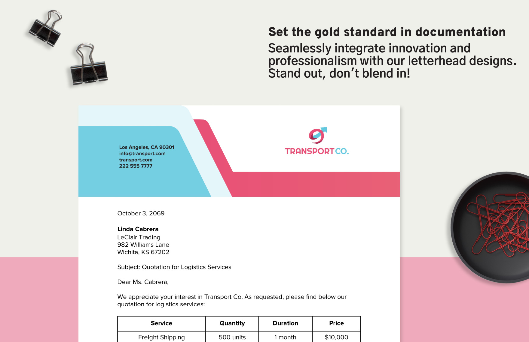 Transport and Logistics Trucking and Haulage Letterhead Template