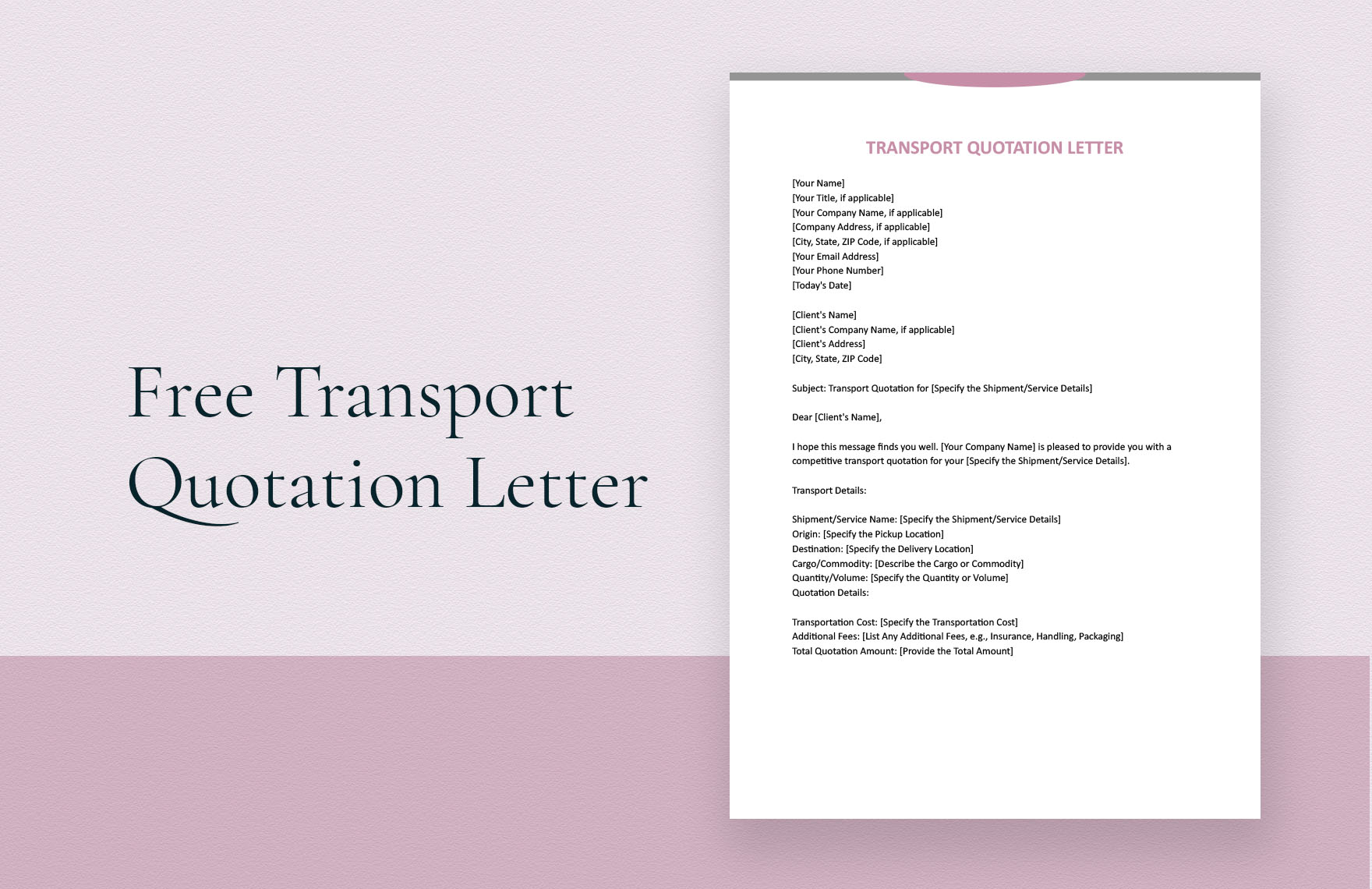 Transport Quotation Letter in Word, Google Docs