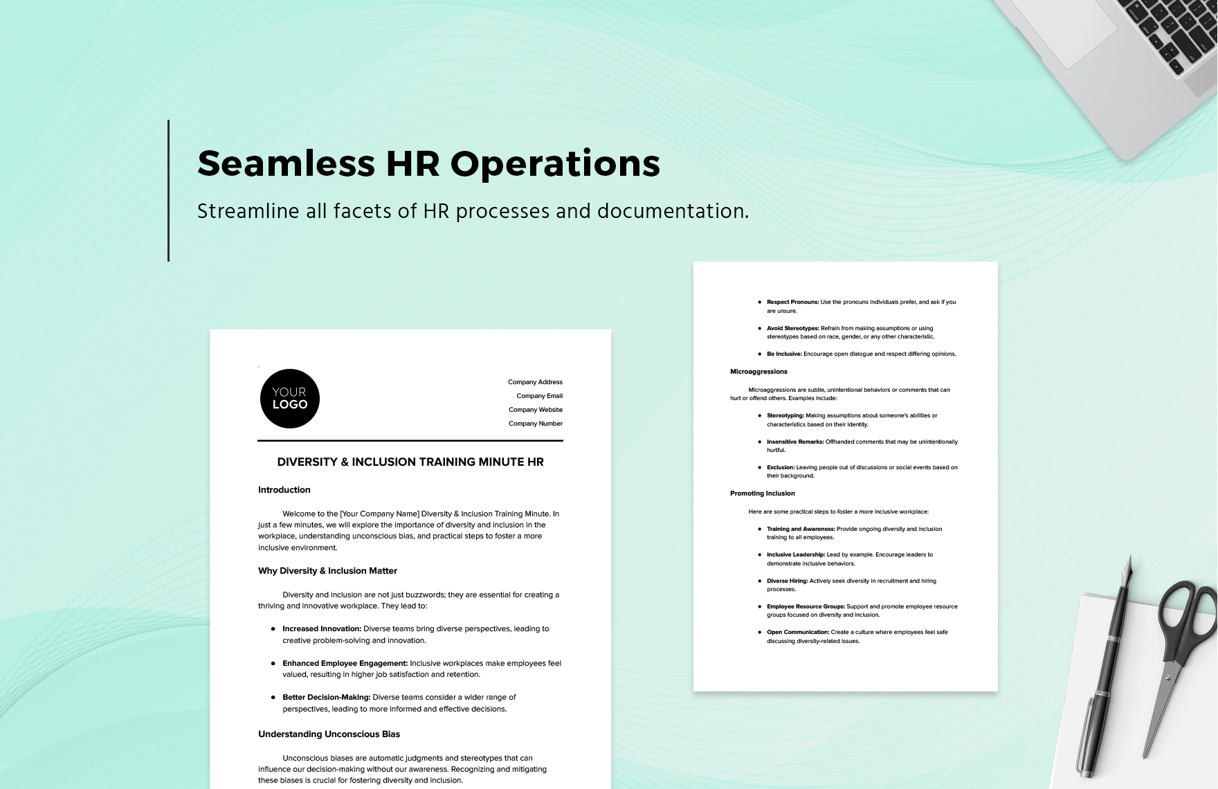Diversity & Inclusion Training Minute HR Template