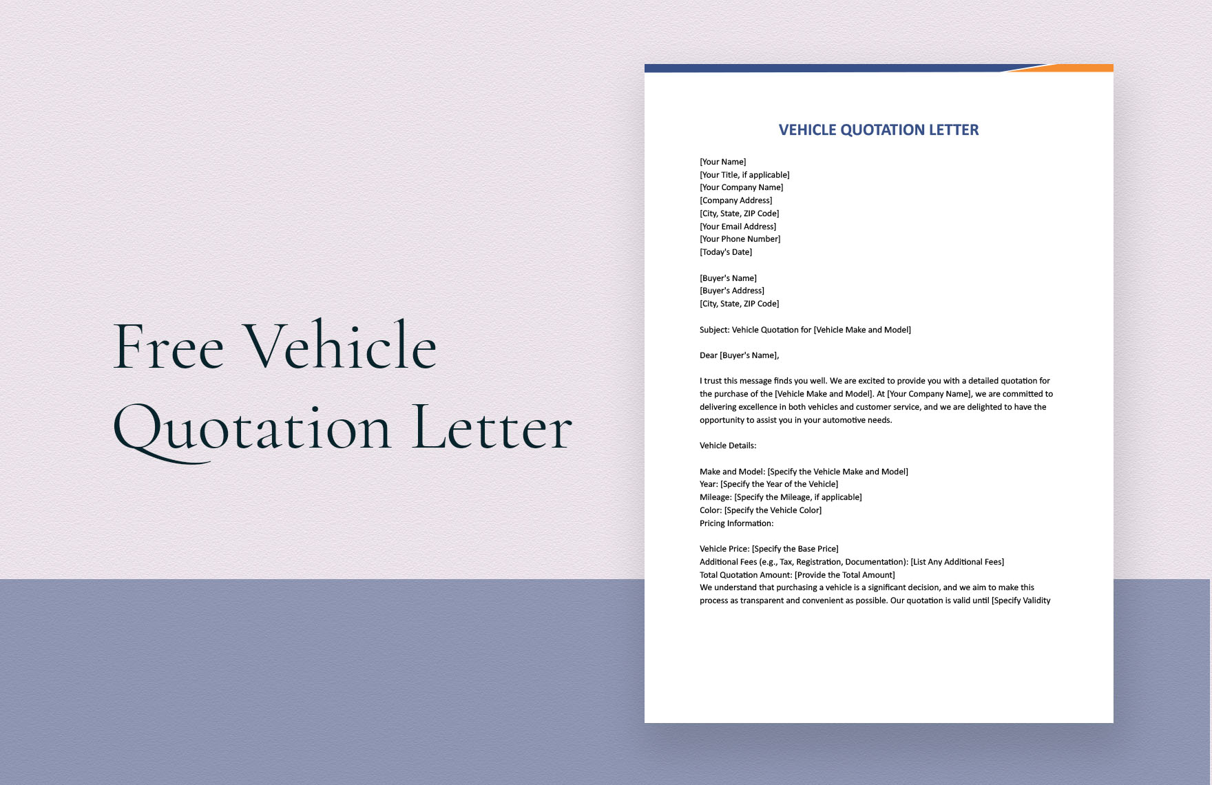 Vehicle Quotation Letter