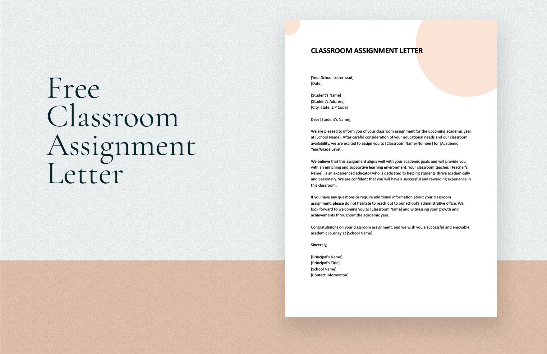 Classroom Assignment Letter in Word, Google Docs