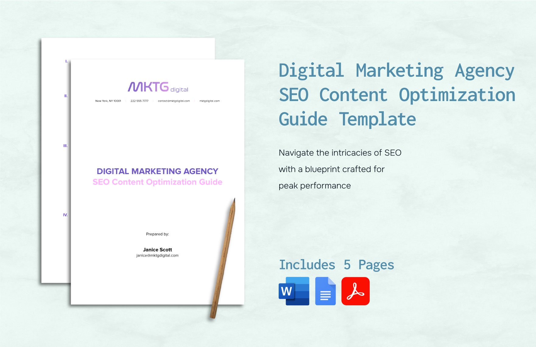 Digital Marketing Agency SEO Content Optimization Guide Template