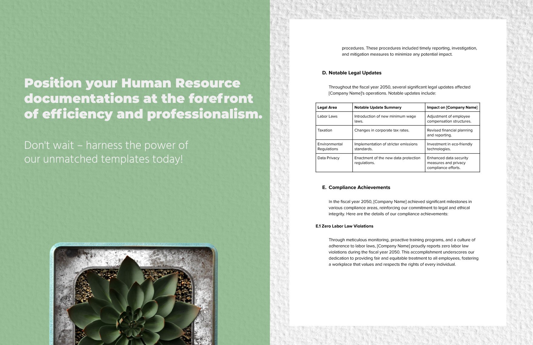 Year-end Legal Compliance and Updates Report HR Template