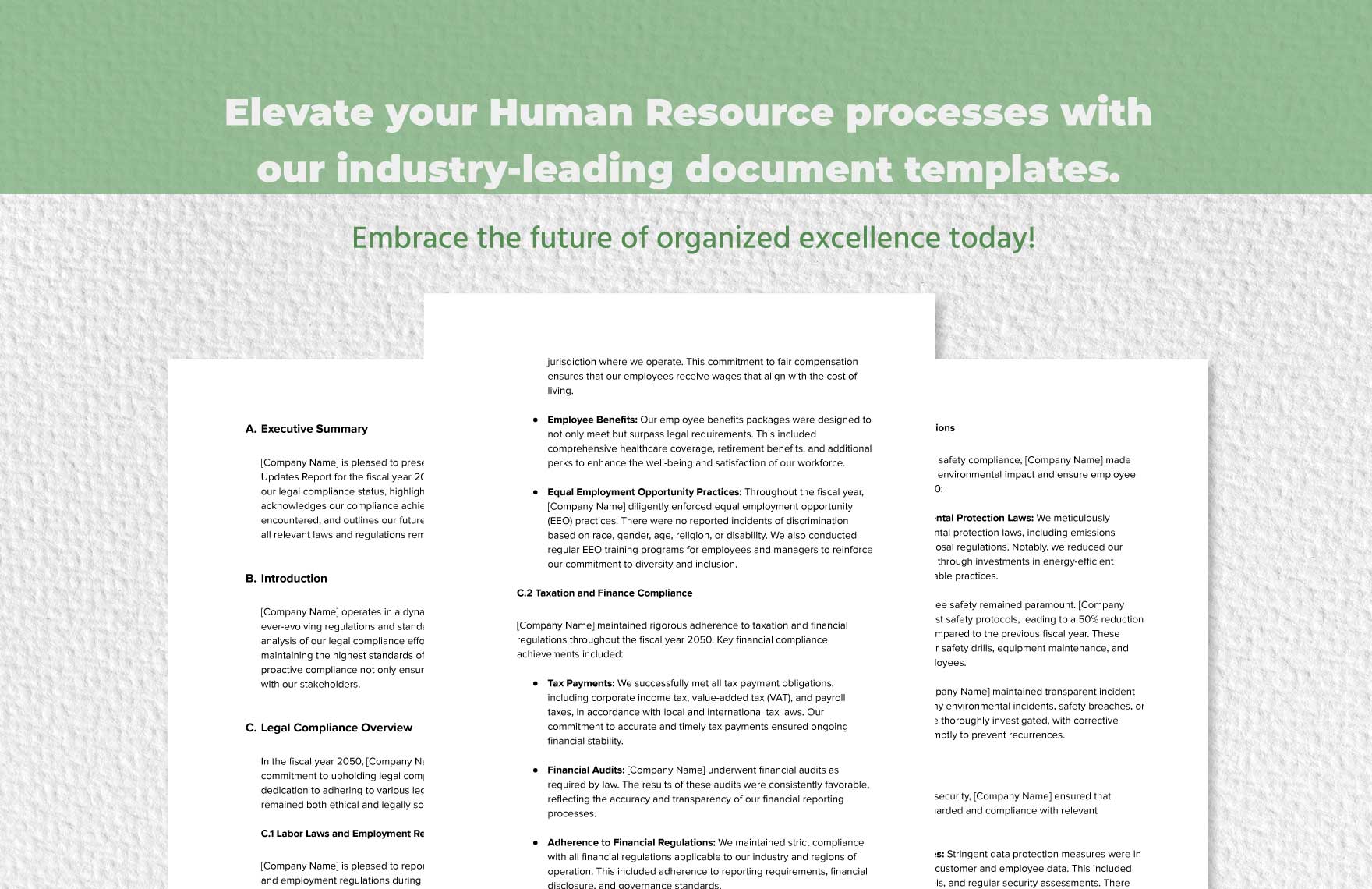 Yearend Legal Compliance and Updates Report HR Template