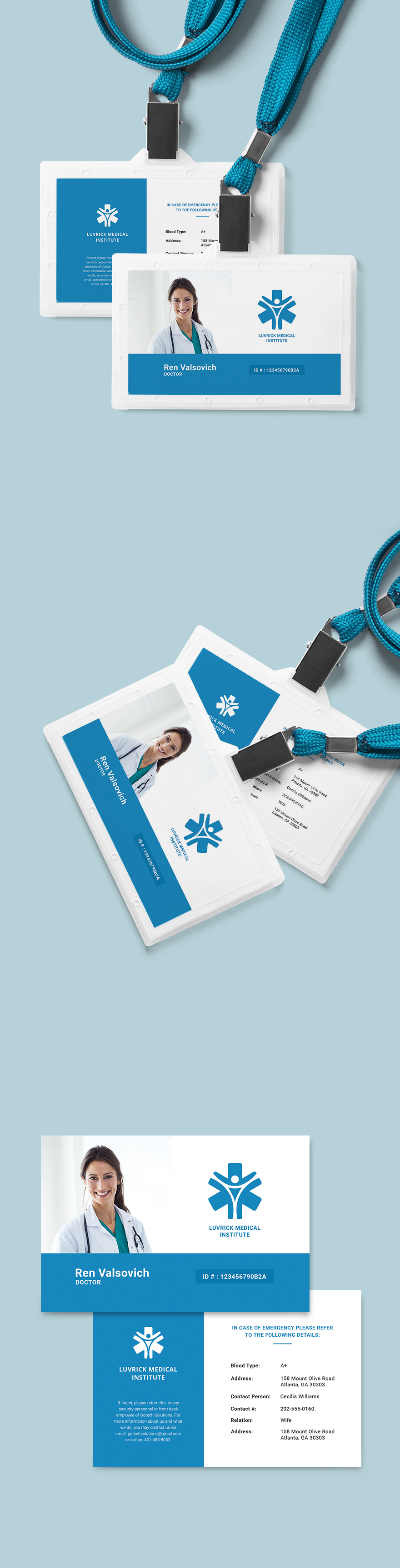 Doctor ID Card Template Illustrator, Word, Apple Pages, PSD