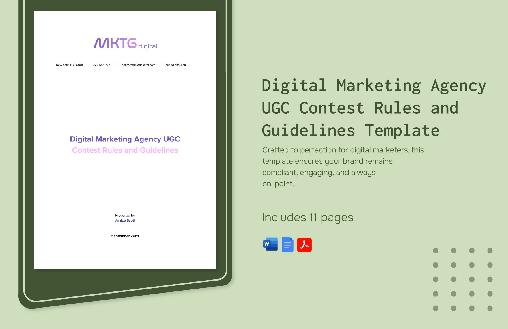 Digital Marketing Agency UGC Contest Rules and Guidelines Template