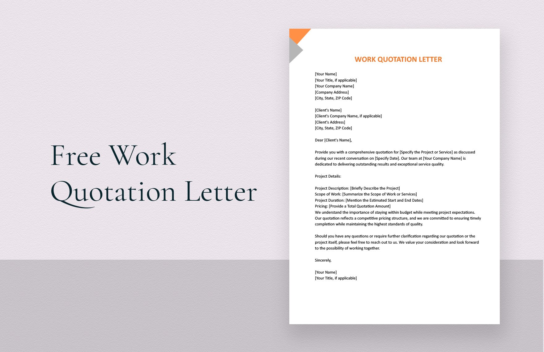 Work Quotation Letter