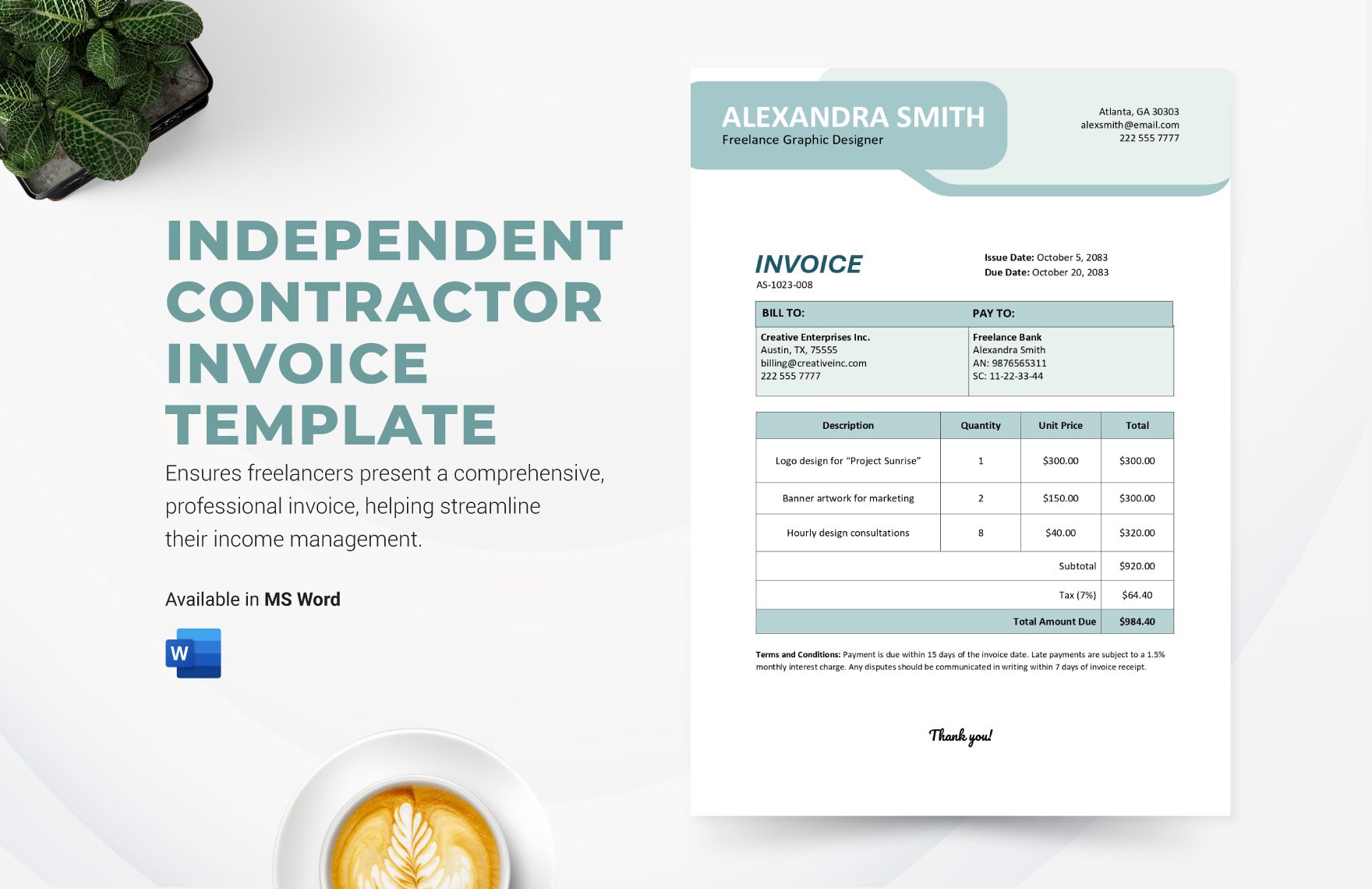 Free Independent Contractor Invoice Template in Word
