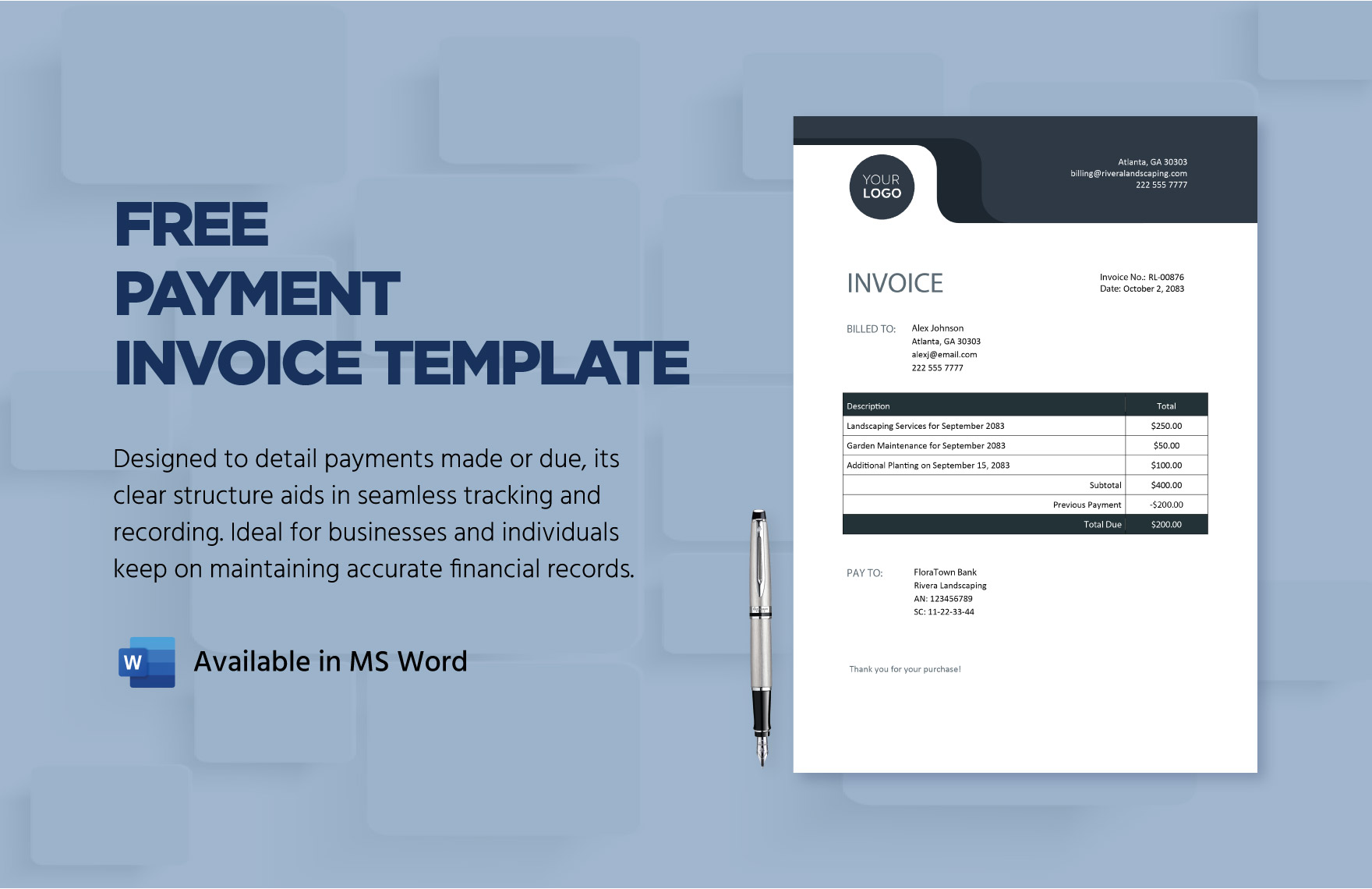 Free Payment Invoice Template - Download in Word | Template.net