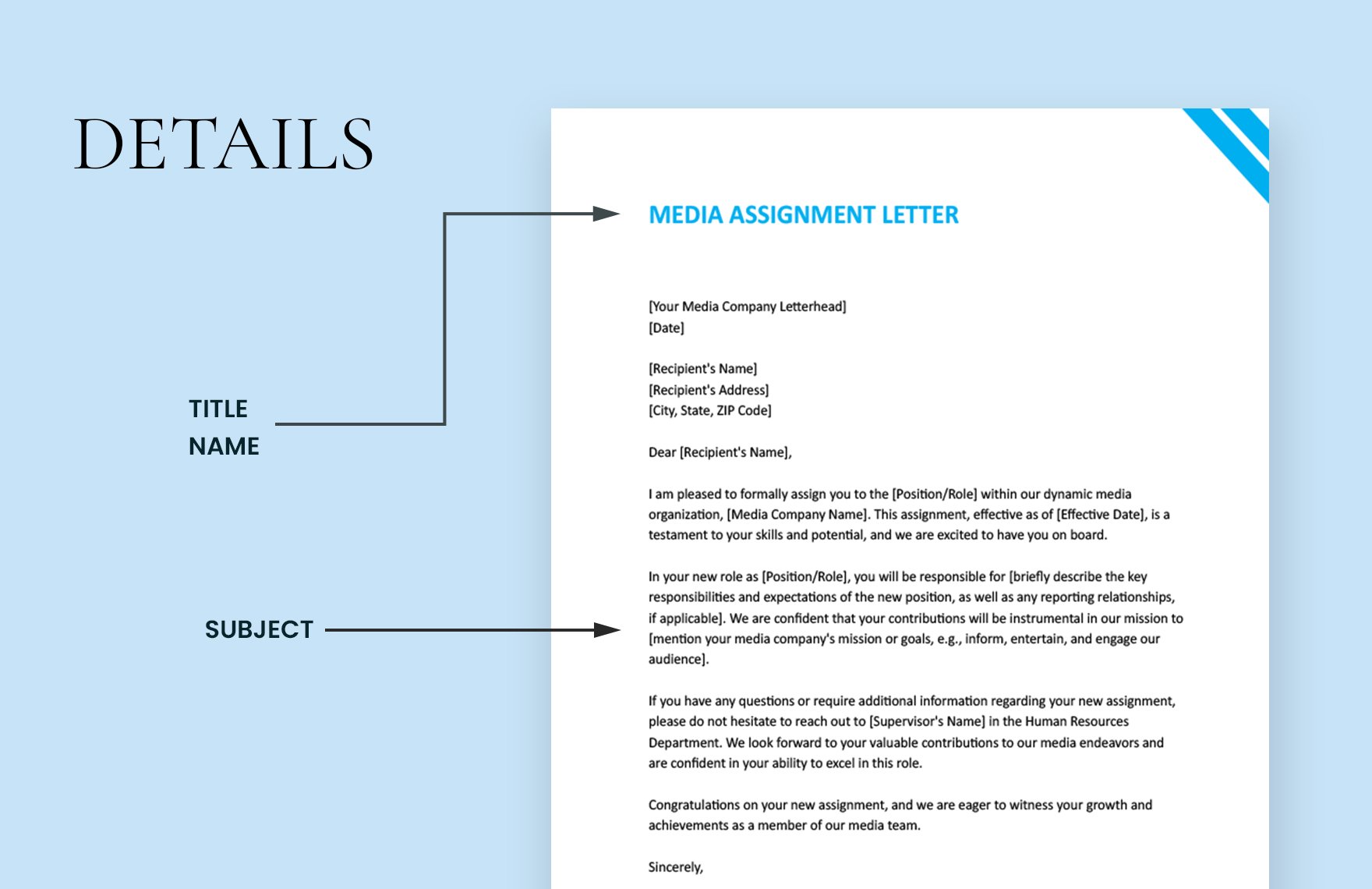 letter of assignment media template