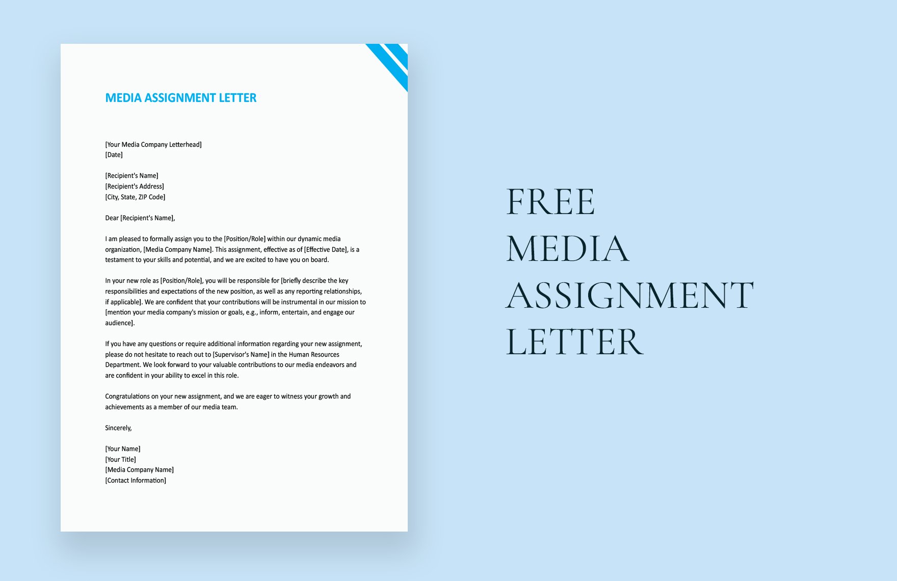Media Assignment Letter in Word, Google Docs