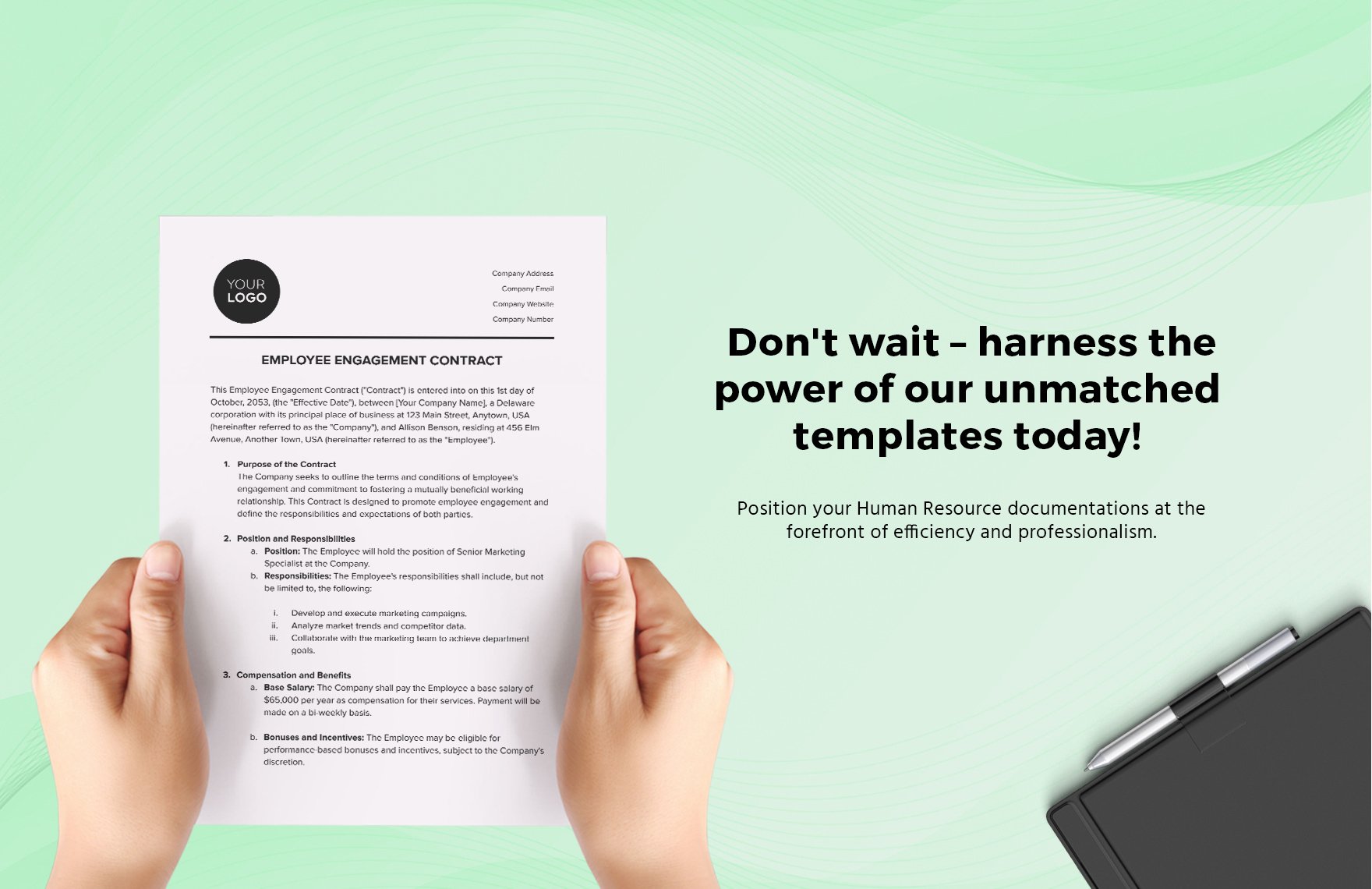 Employee Engagement Contract HR Template