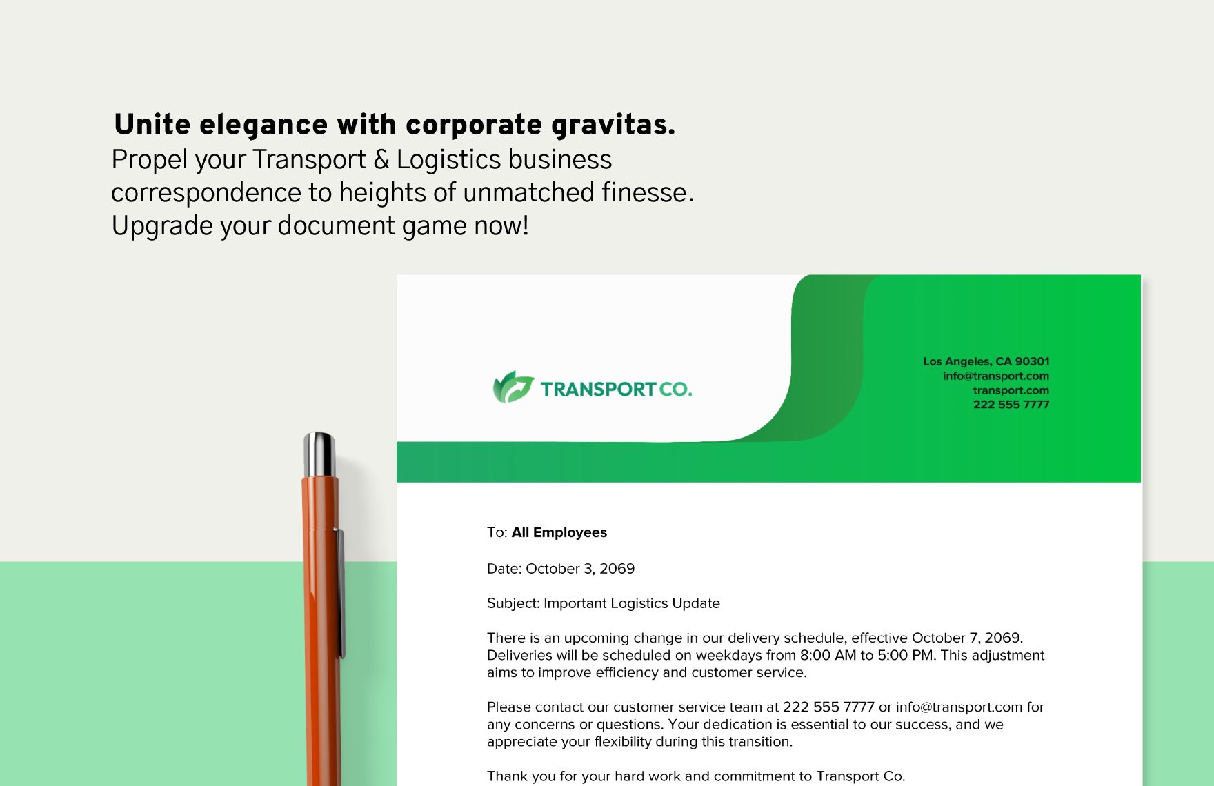 Transport and Logistics Green Logistics Letterhead Template