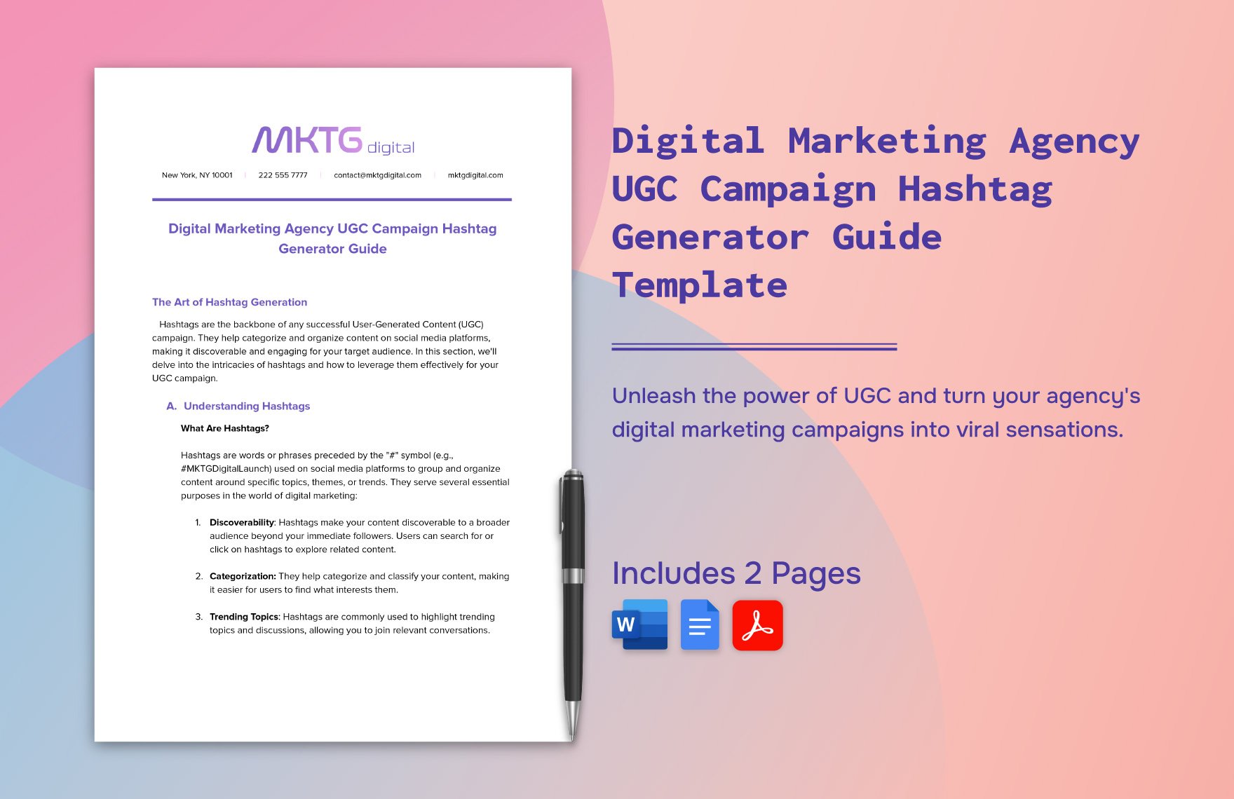 Digital Marketing Agency UGC Campaign Hashtag Generator Guide Template