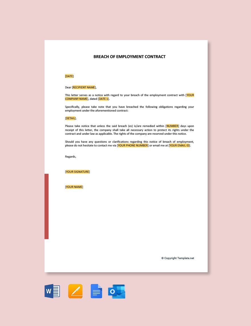 Breach of Employment Contract Letter Template