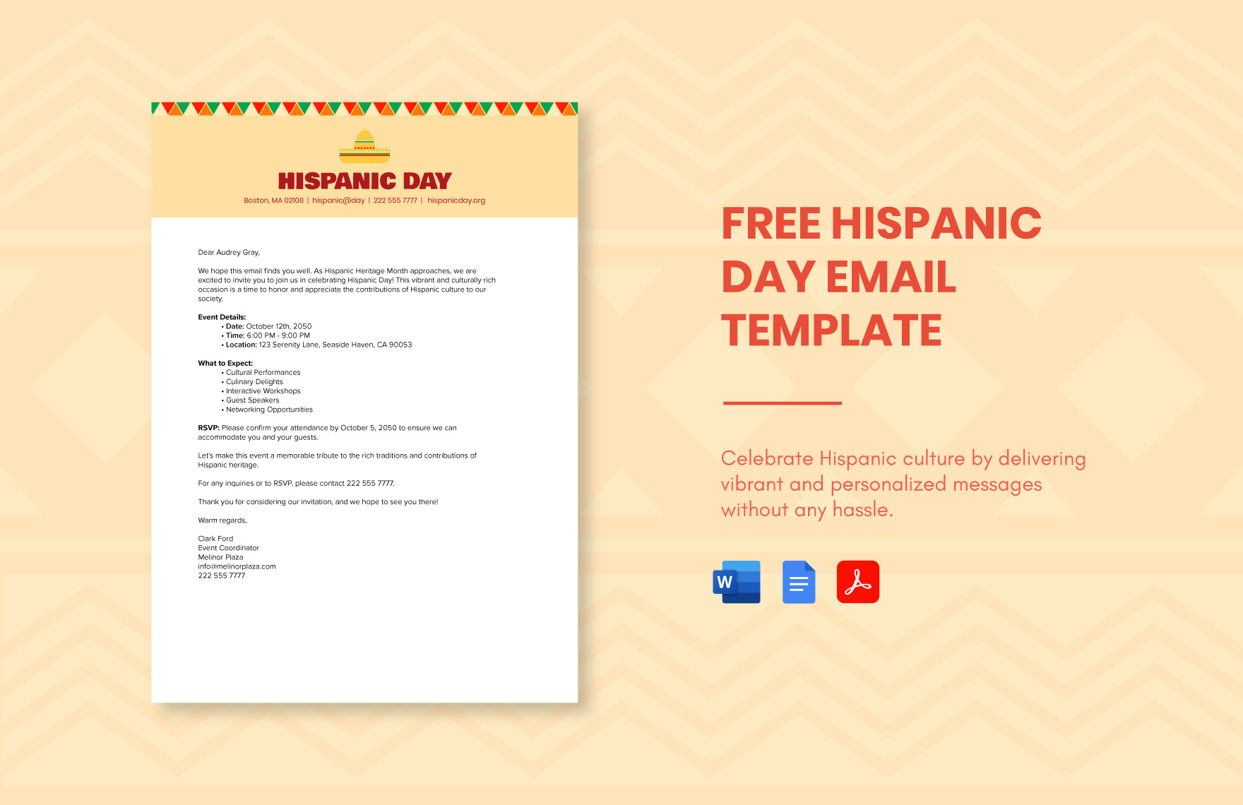 Free Hispanic Day Email Template in Word, Google Docs, PDF
