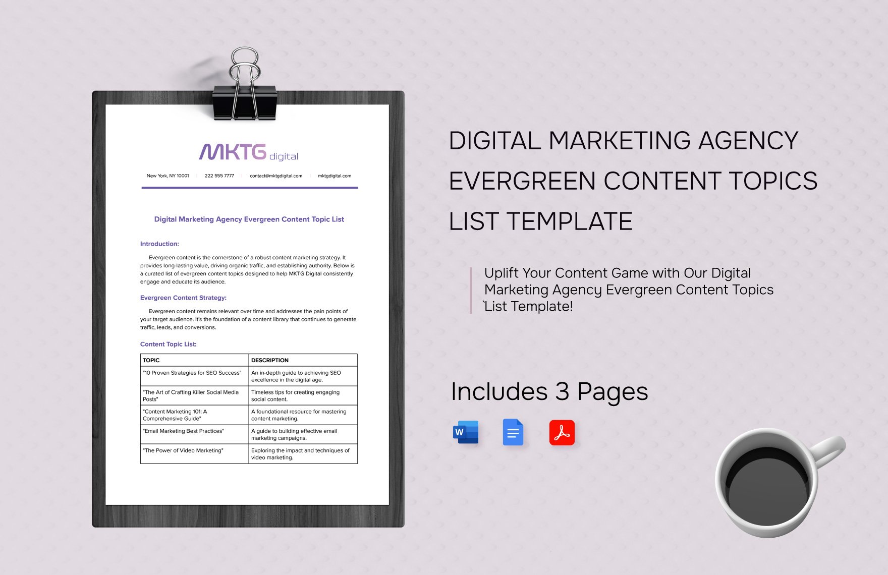 Digital Marketing Agency Evergreen Content Topics List Template