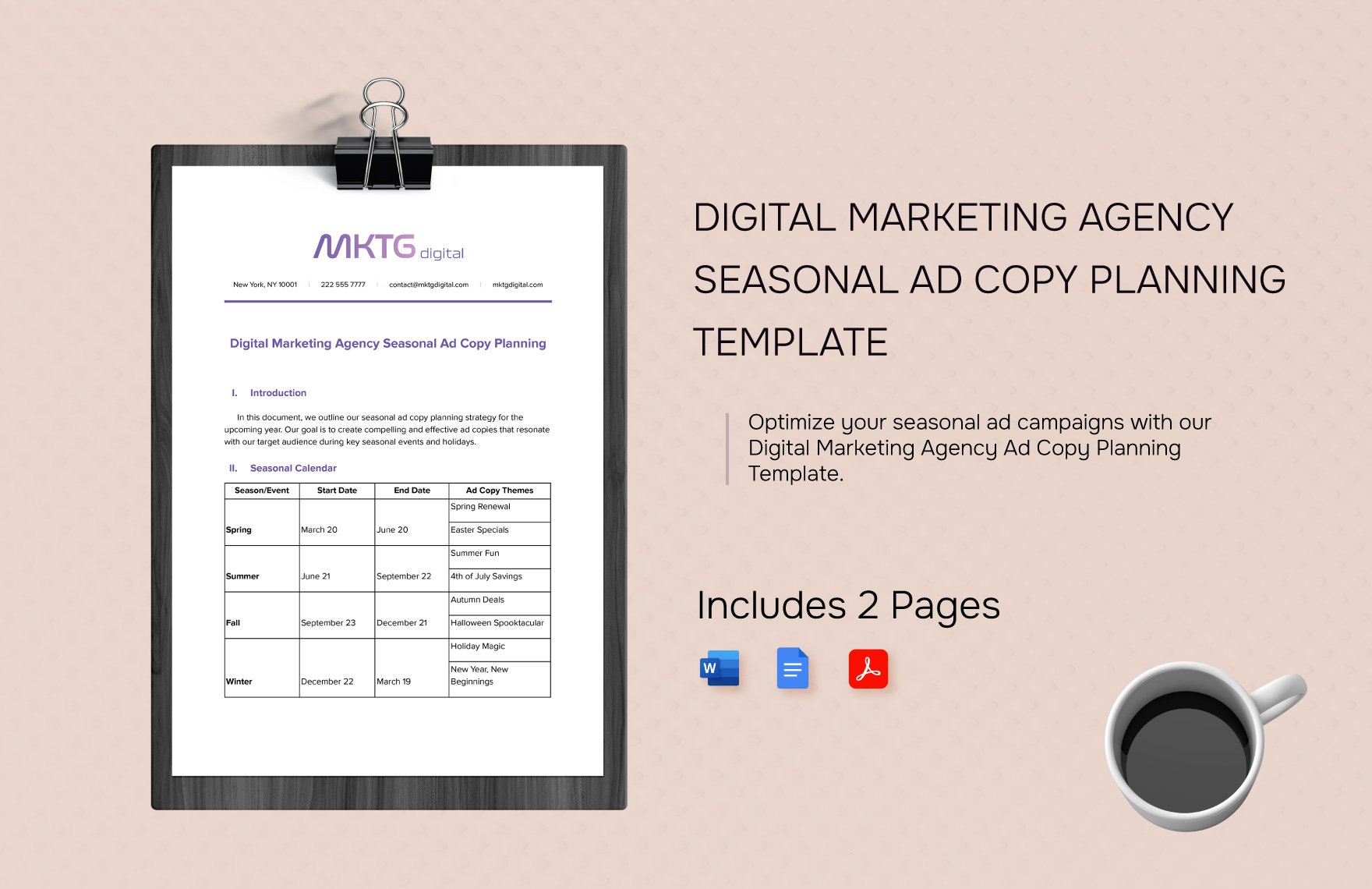 Digital Marketing Agency Seasonal Ad Copy Planning Template