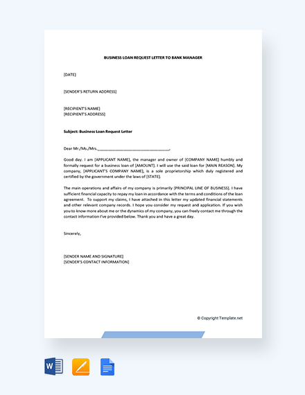 Business loan application letter