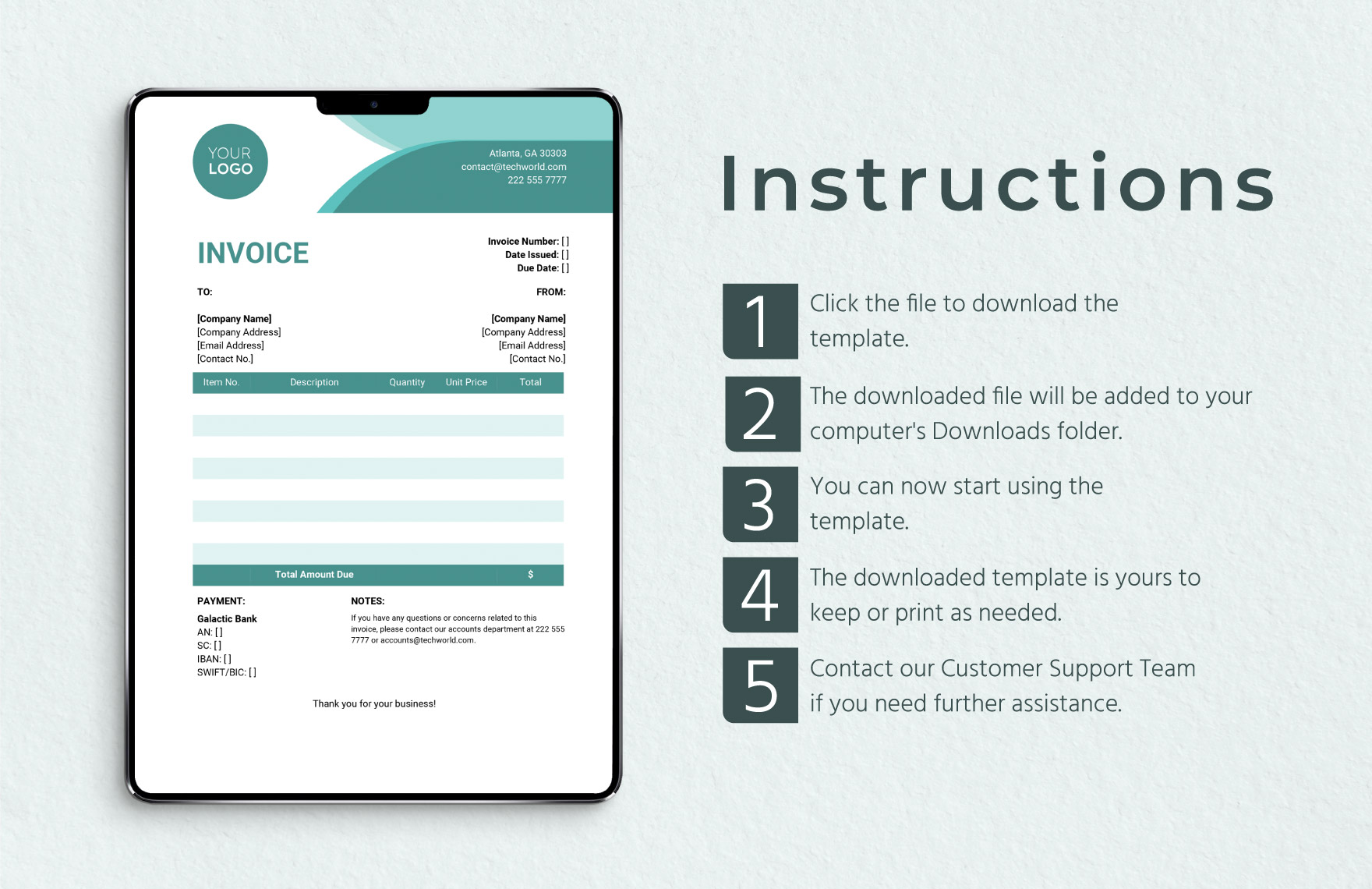Free invoice format template download in word template