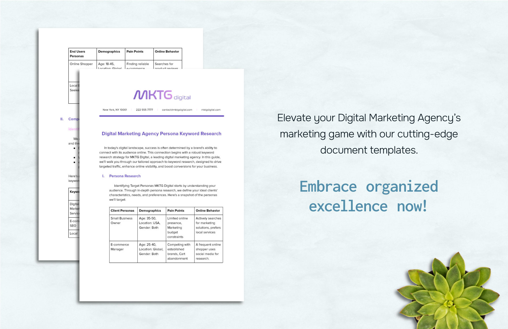 Digital Marketing Agency Persona Keyword Research Template