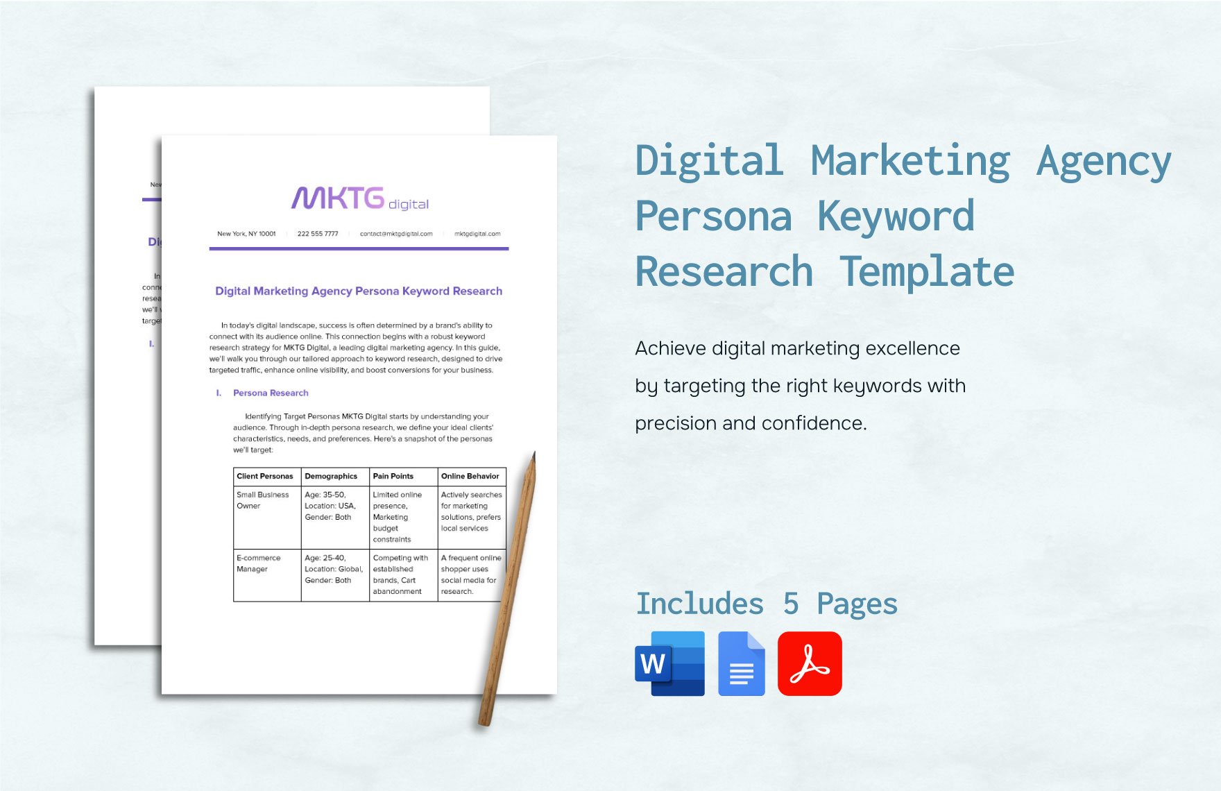 Digital Marketing Agency Persona Keyword Research Template