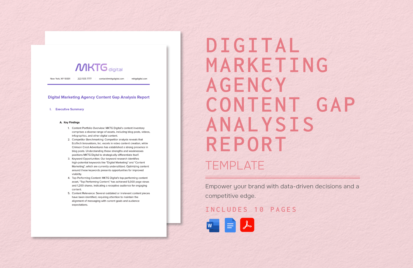 Digital Marketing Agency Content Gap Analysis Report Template