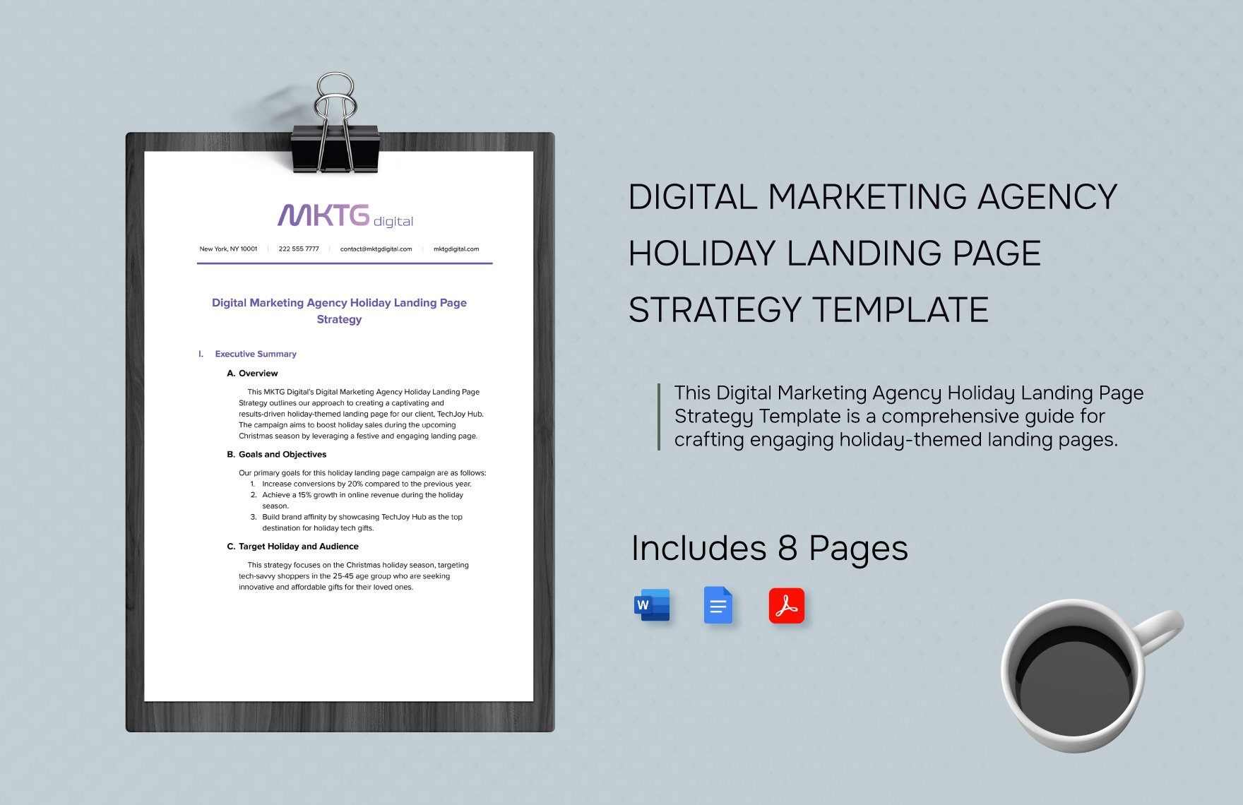 Digital Marketing Agency Holiday Landing Page Strategy Template in Word, Google Docs, PDF