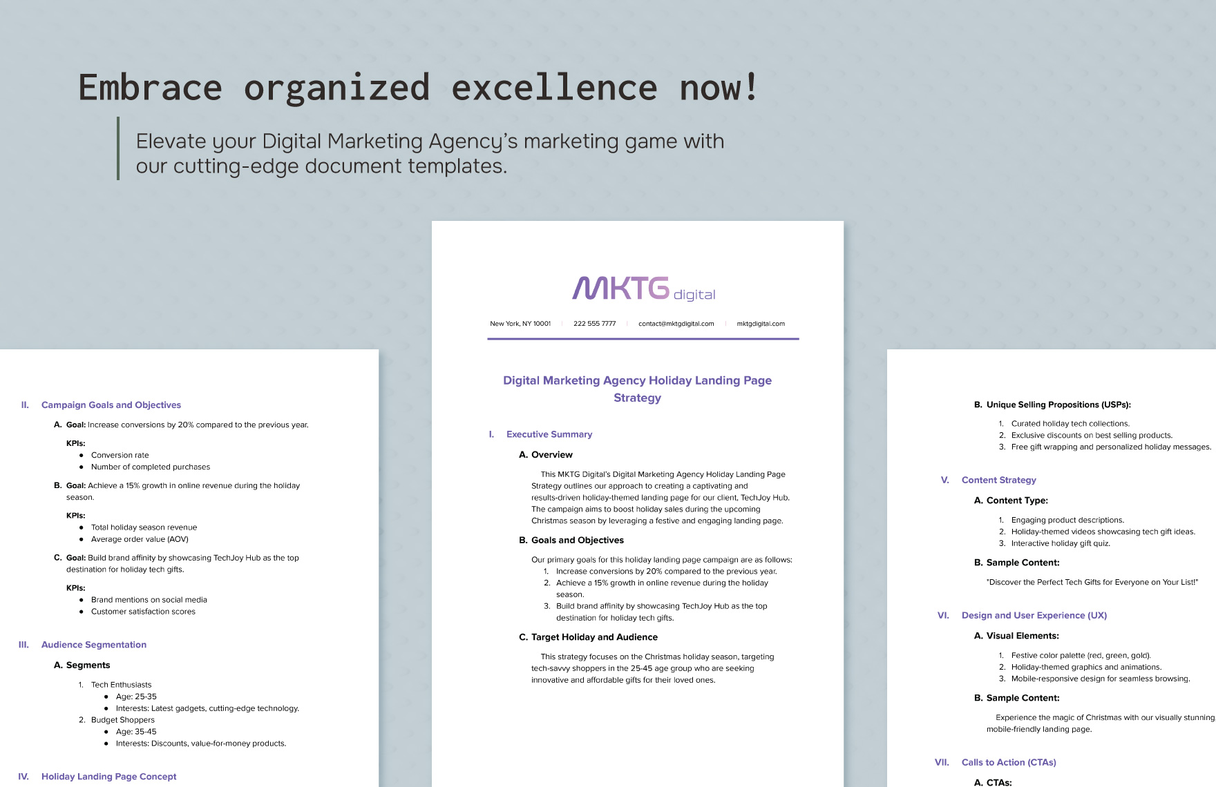 Digital Marketing Agency Holiday Landing Page Strategy Template
