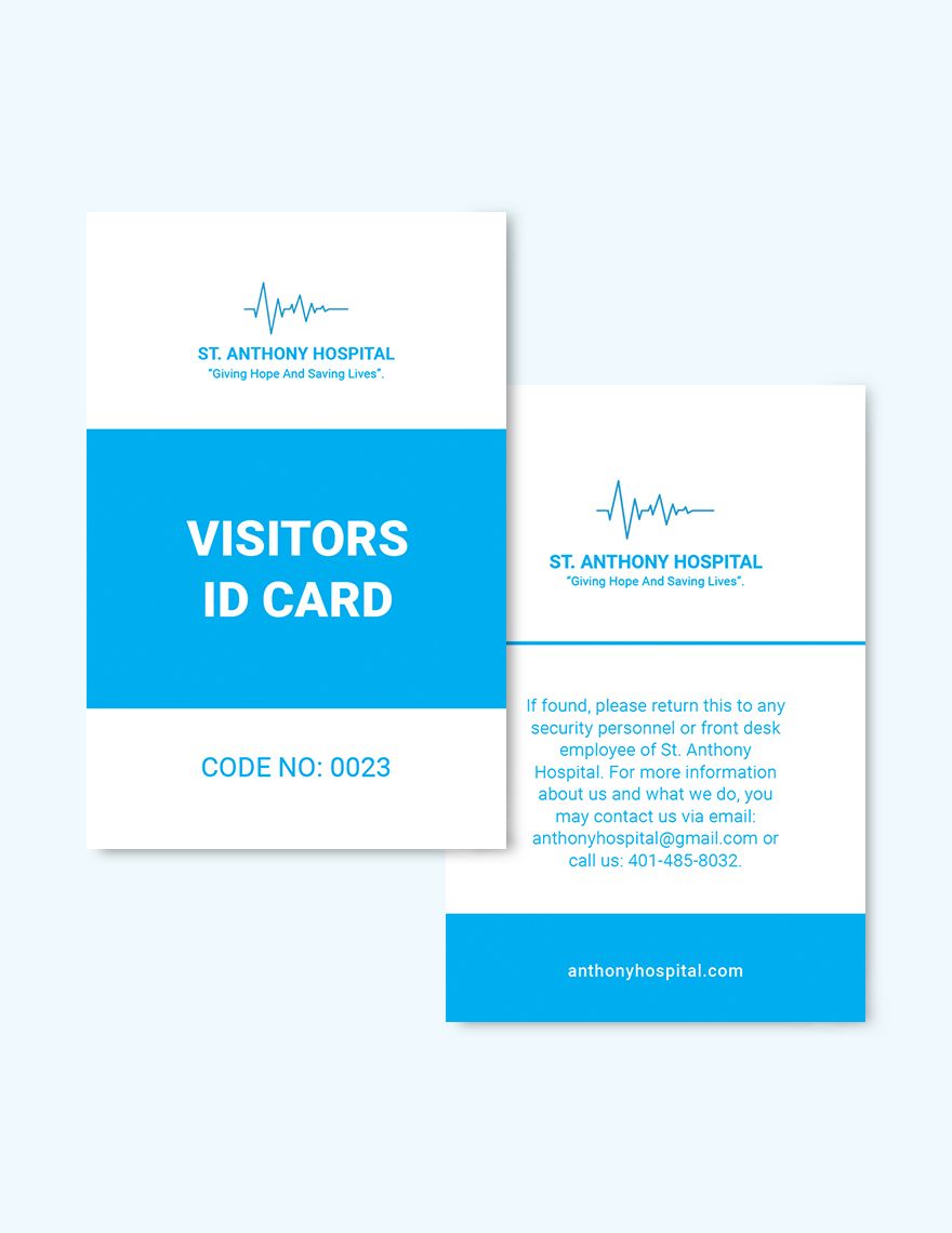 Hospital Visitor ID Card Editable