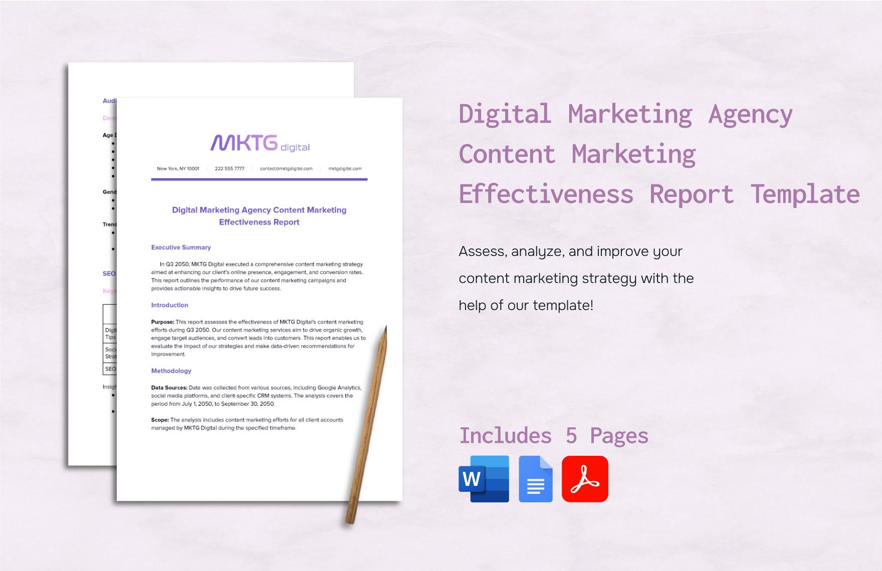 Digital Marketing Agency Content Marketing Effectiveness Report Template