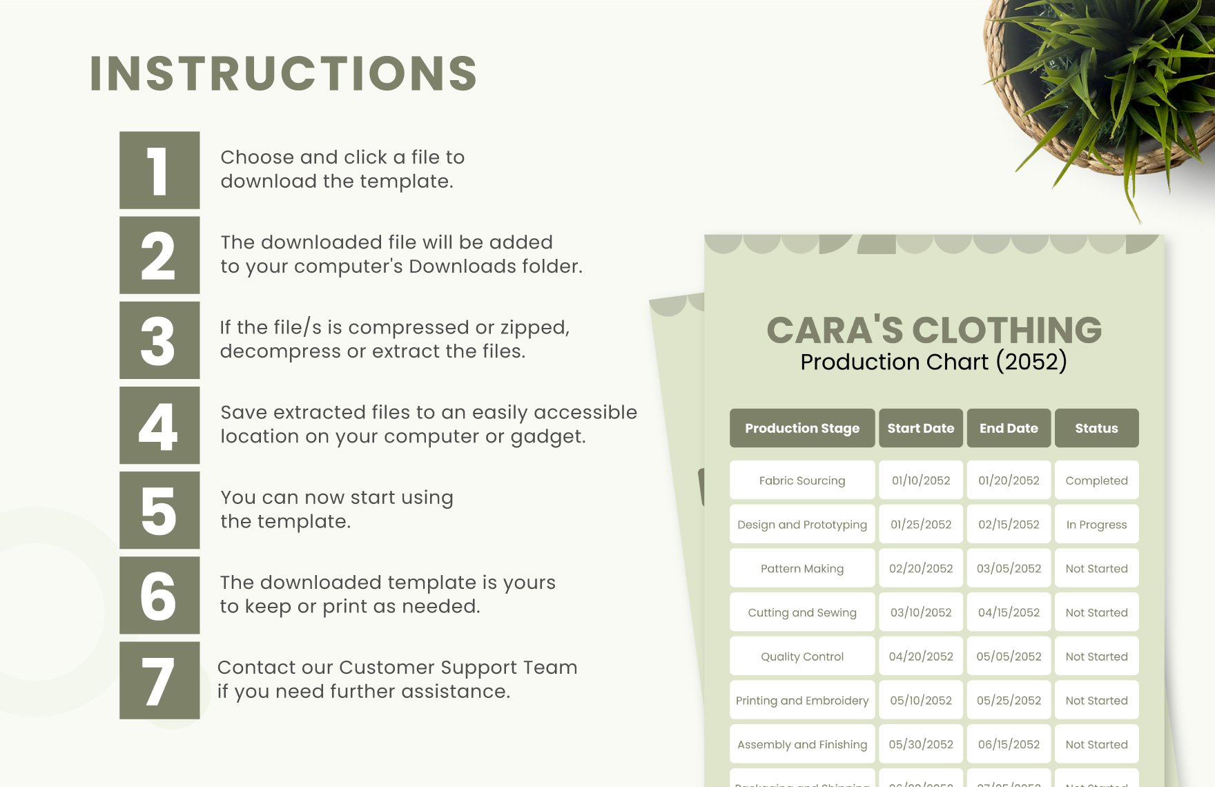 Production Chart Template