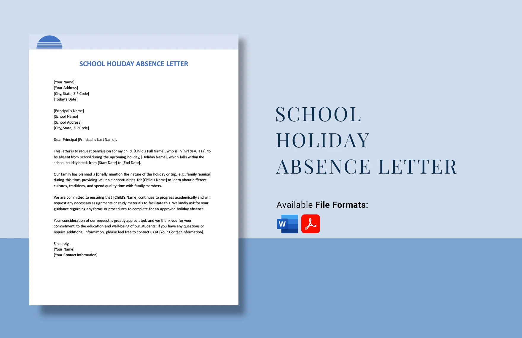 School Holiday Absence Letter in Word, PDF