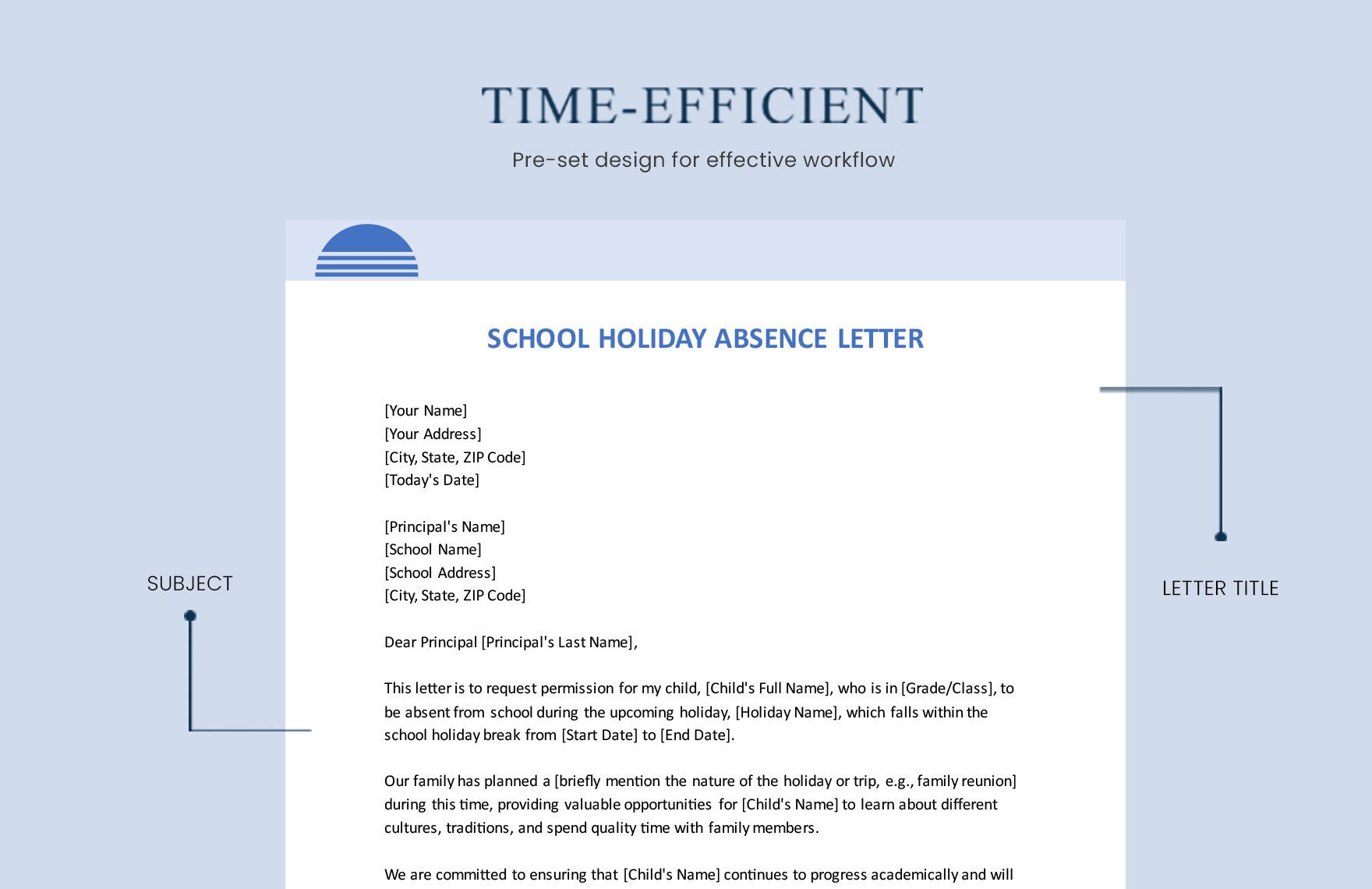 School Holiday Absence Letter